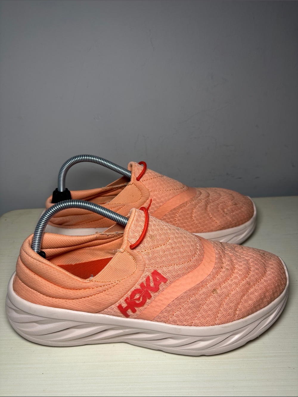 Hoka ORA Recovery 2 Peach Slip-On Knit Sneakers